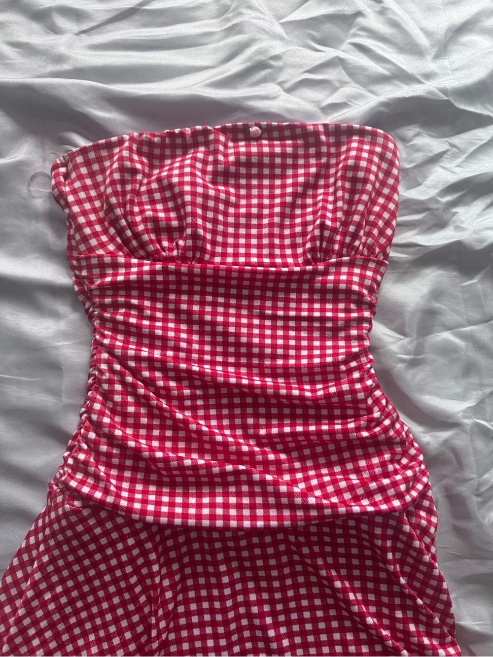 Strapless Red & White Gingham Sundress